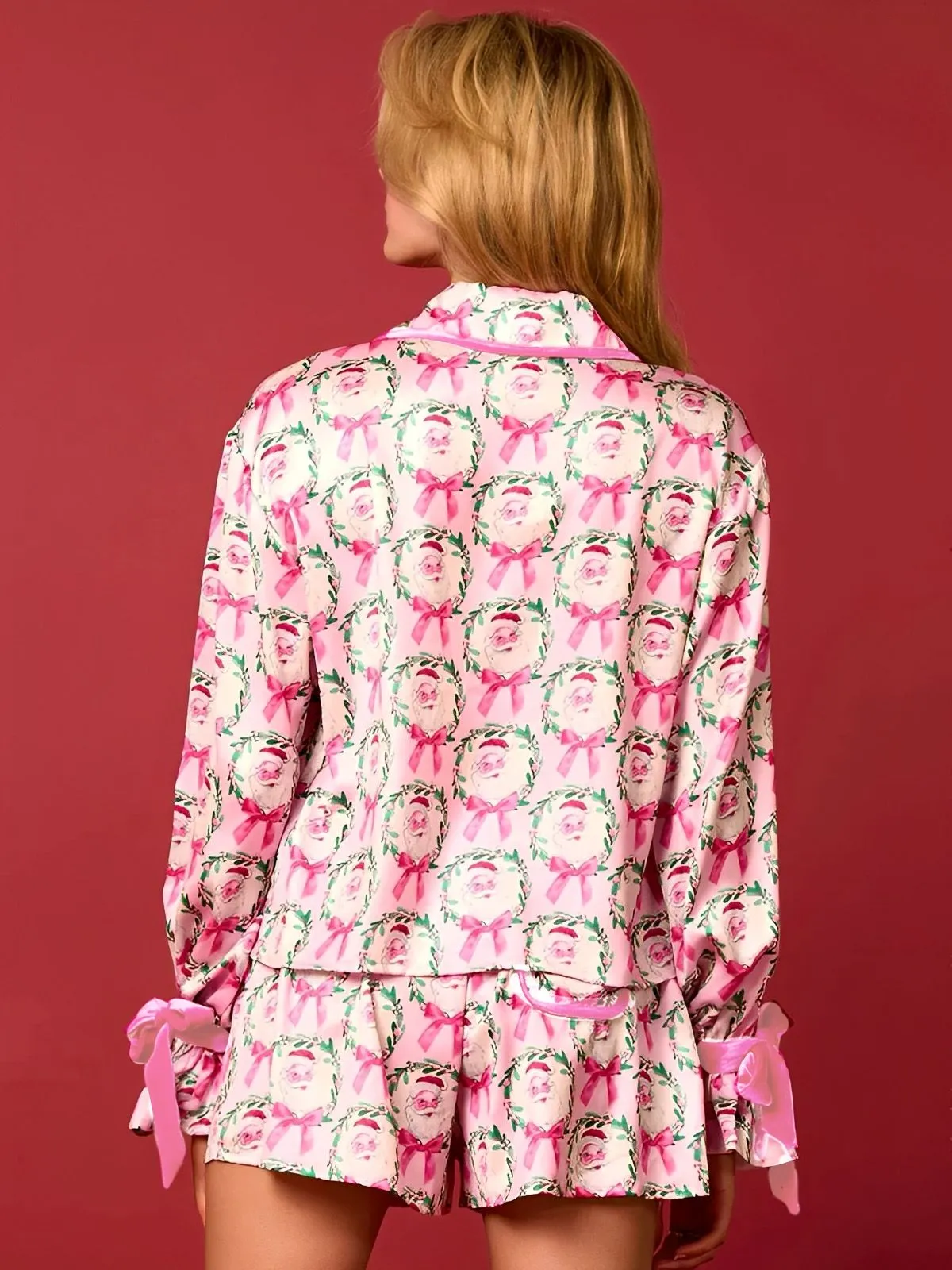 2PCS 1960s Christmas Long Sleeve Button Pajama Set sold by Retro Stage product image thumbnail 5