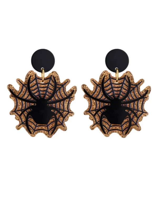 Vintage Black Spider & Spiderweb Earrings sold by Retro Stage