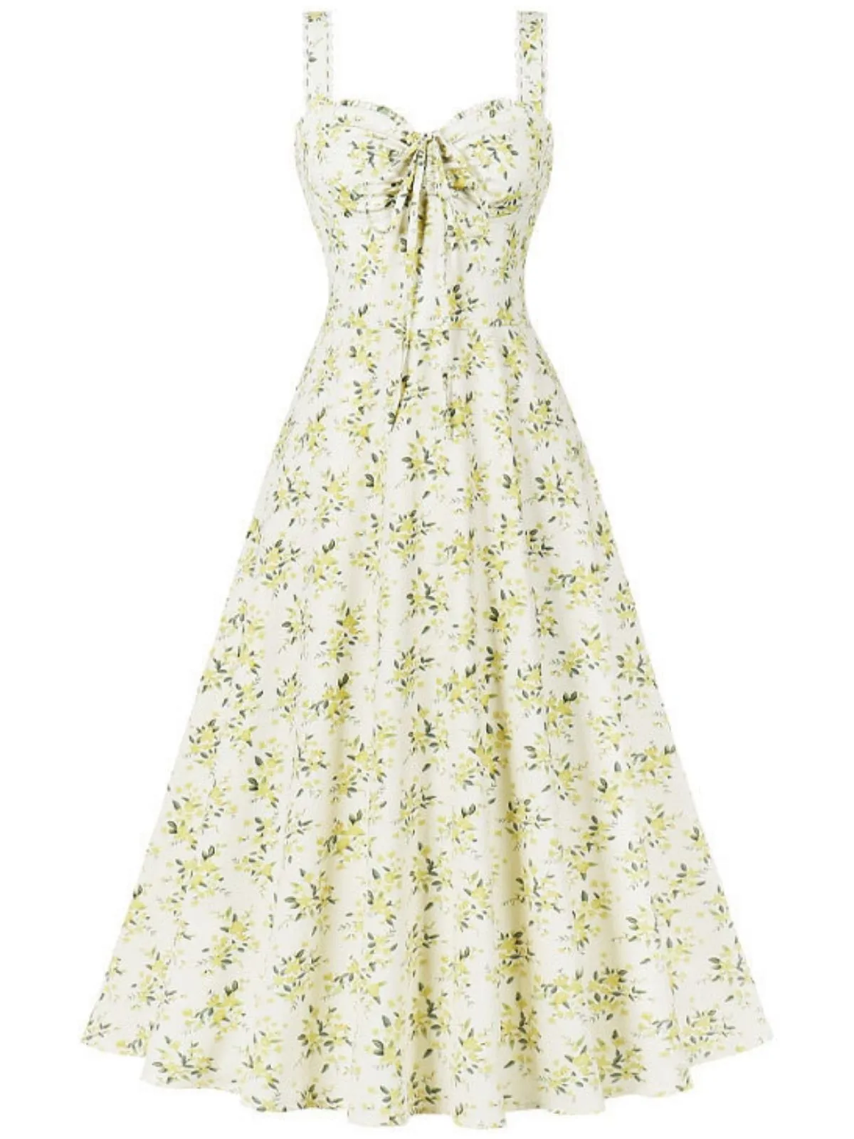 1940s Floral Lace-Up Wide Strap Dress sold by Retro Stage product image thumbnail 3