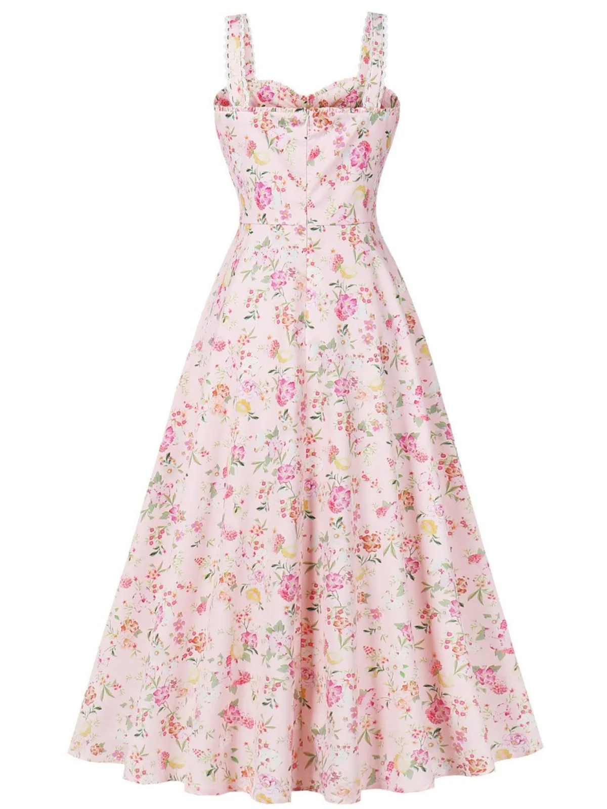 1940s Floral Lace-Up Wide Strap Dress sold by Retro Stage product image thumbnail 2