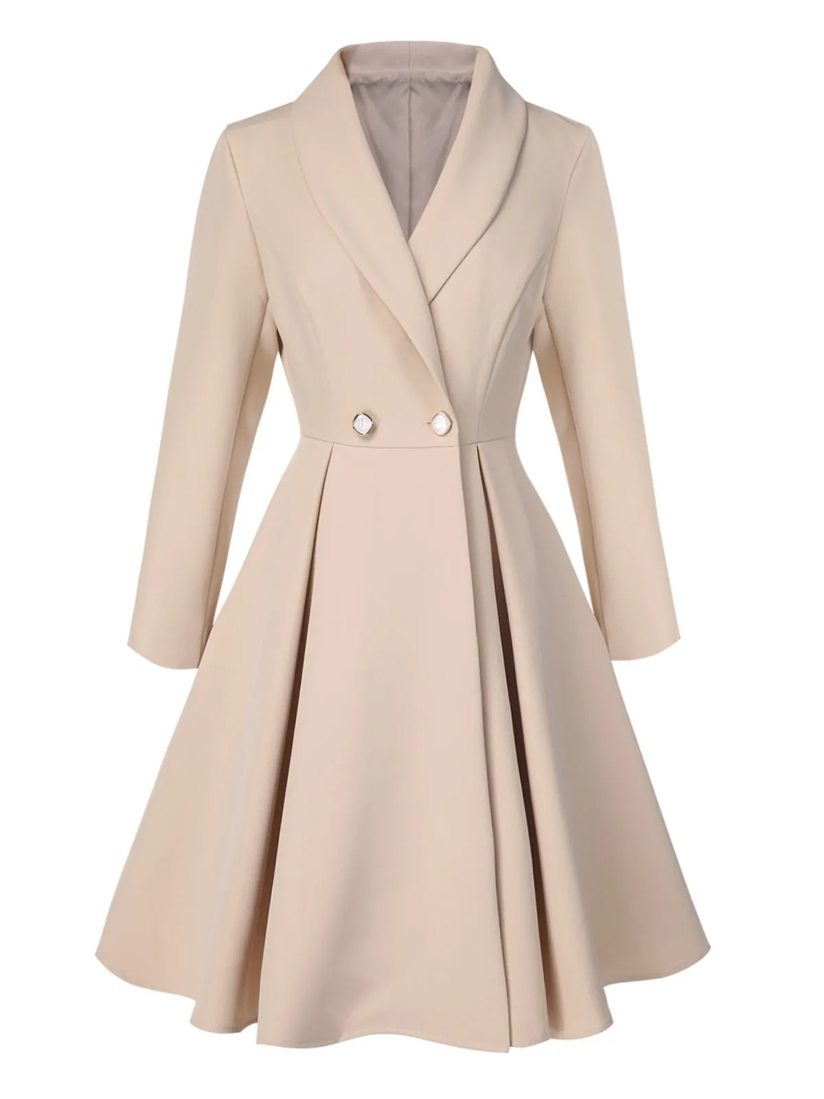 Cream Color 1950s Shawl Collar Swing Coat sold by Retro Stage product image thumbnail 2