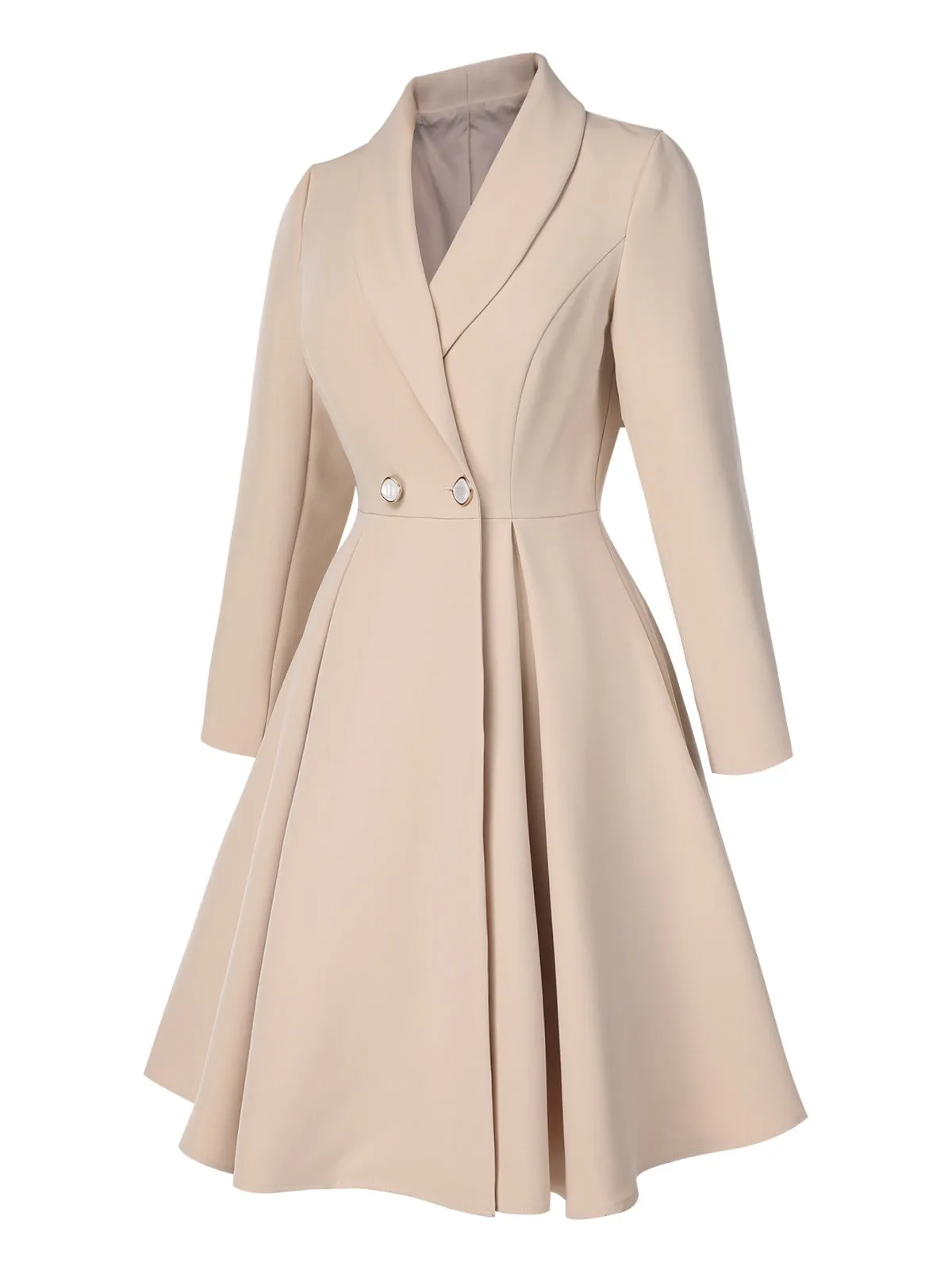 Cream Color 1950s Shawl Collar Swing Coat sold by Retro Stage product image thumbnail 4