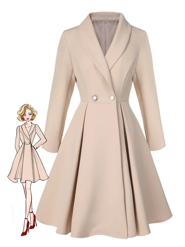 Cream Color 1950s Shawl Collar Swing Coat sold by Retro Stage