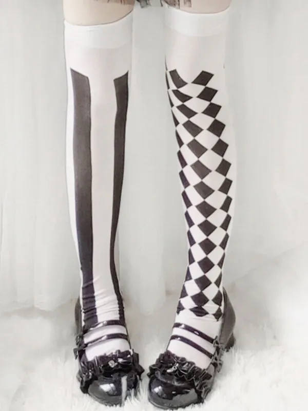 Clown Gothic Striped Diamond Stockings sold by Retro Stage