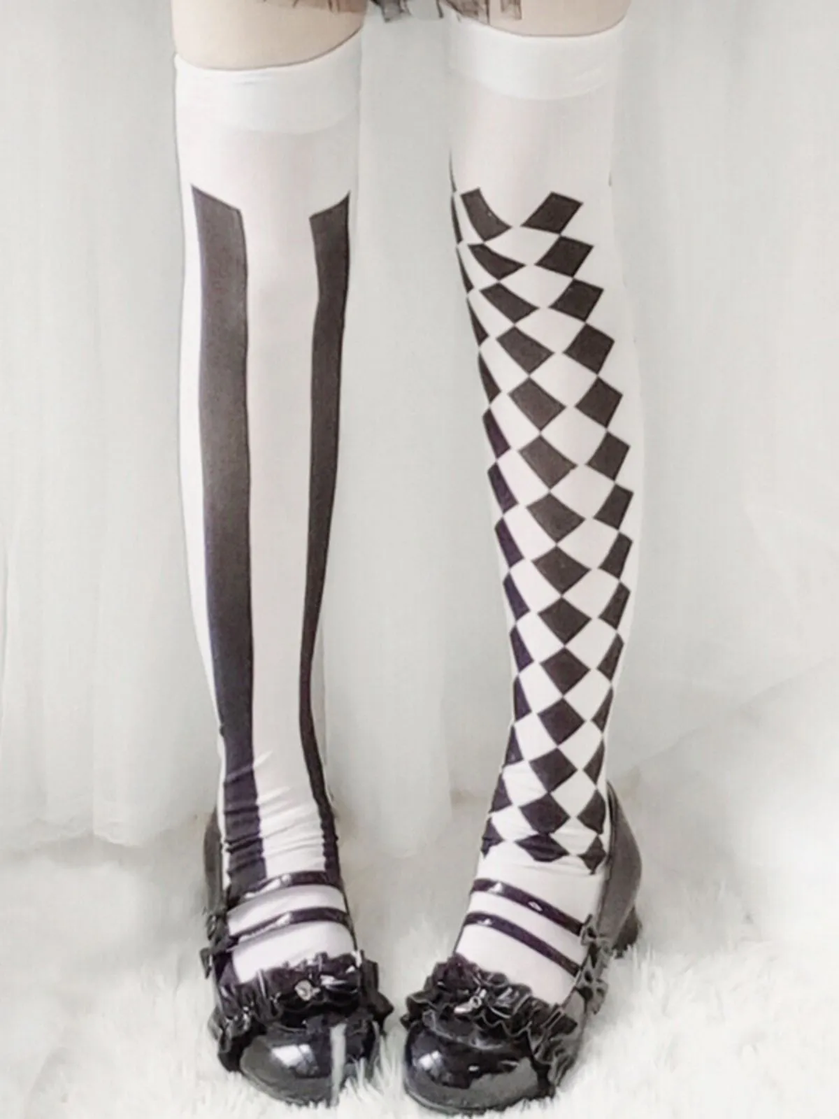 Clown Gothic Striped Diamond Stockings sold by Retro Stage
