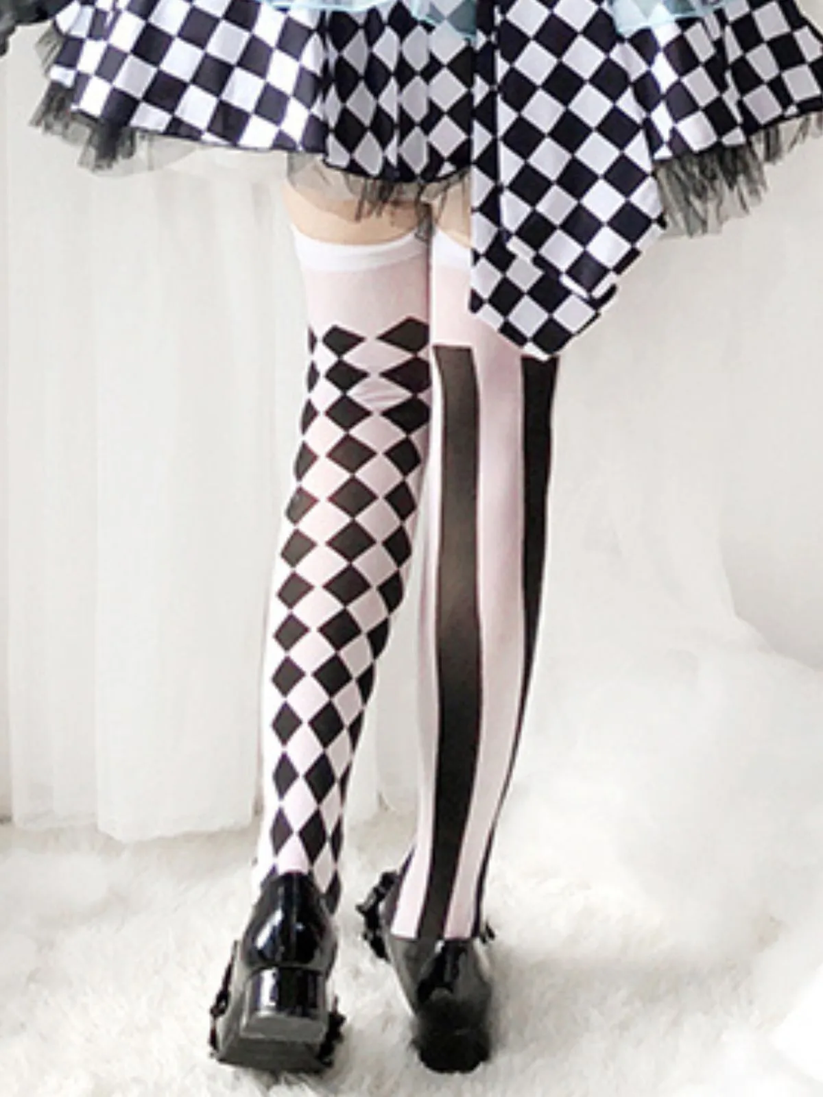 Clown Gothic Striped Diamond Stockings sold by Retro Stage product image thumbnail 2