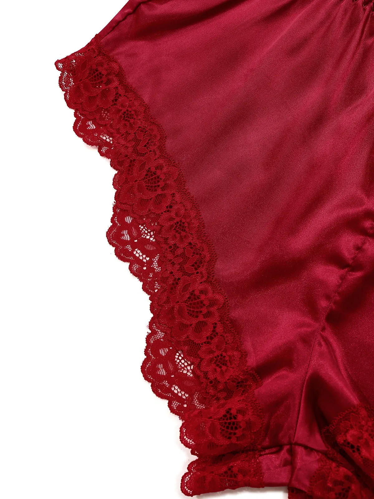 1950s Lace Satin Deep V Backless Sleep Romper sold by Retro Stage product image thumbnail 4