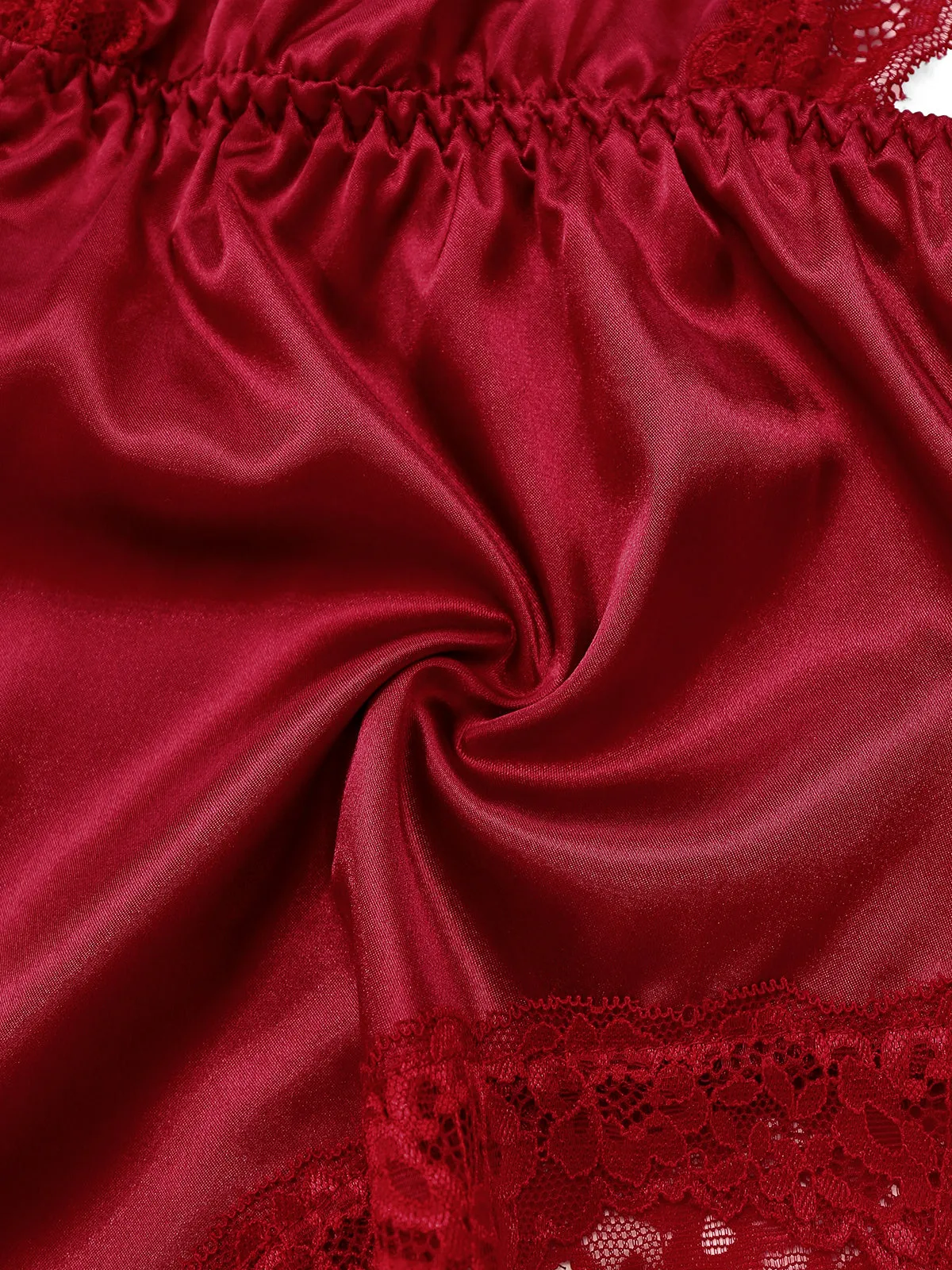 1950s Lace Satin Deep V Backless Sleep Romper sold by Retro Stage product image thumbnail 5