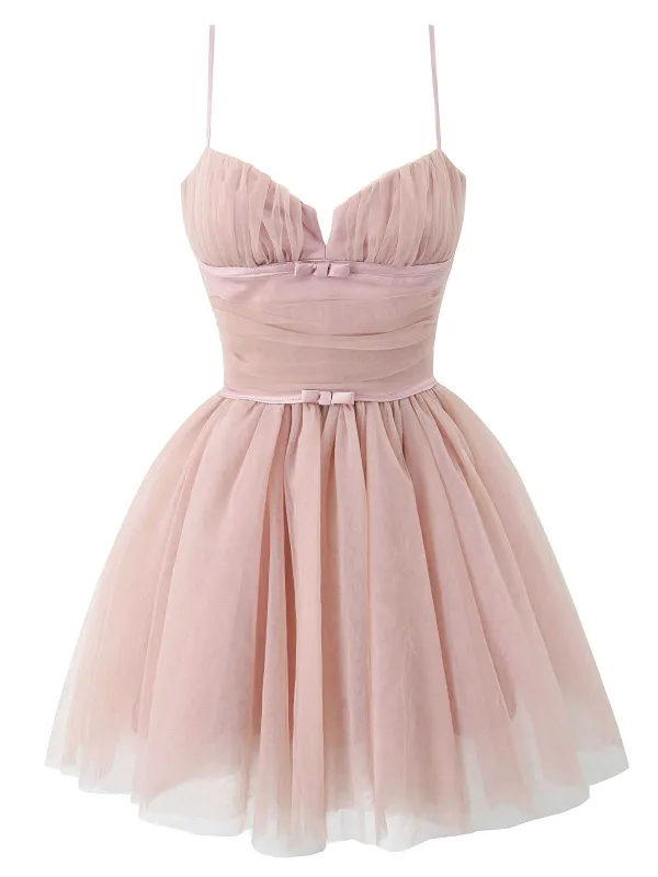 1970s Spaghetti Strap Bow Tulle Dress sold by Retro Stage