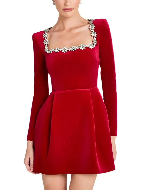 1960s Velvet Diamond Square Neck Dress sold by Retro Stage