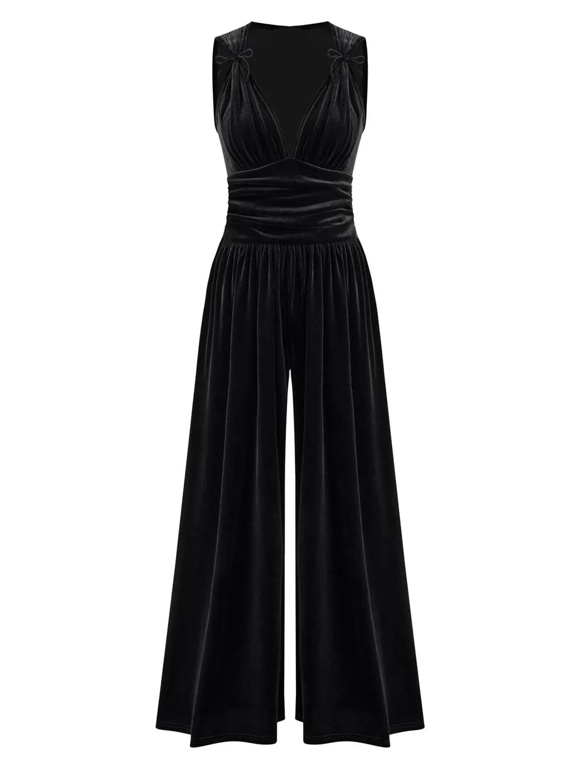 2PCS Black 1950s Mesh Top & Velvet Jumpsuit sold by Retro Stage product image thumbnail 2