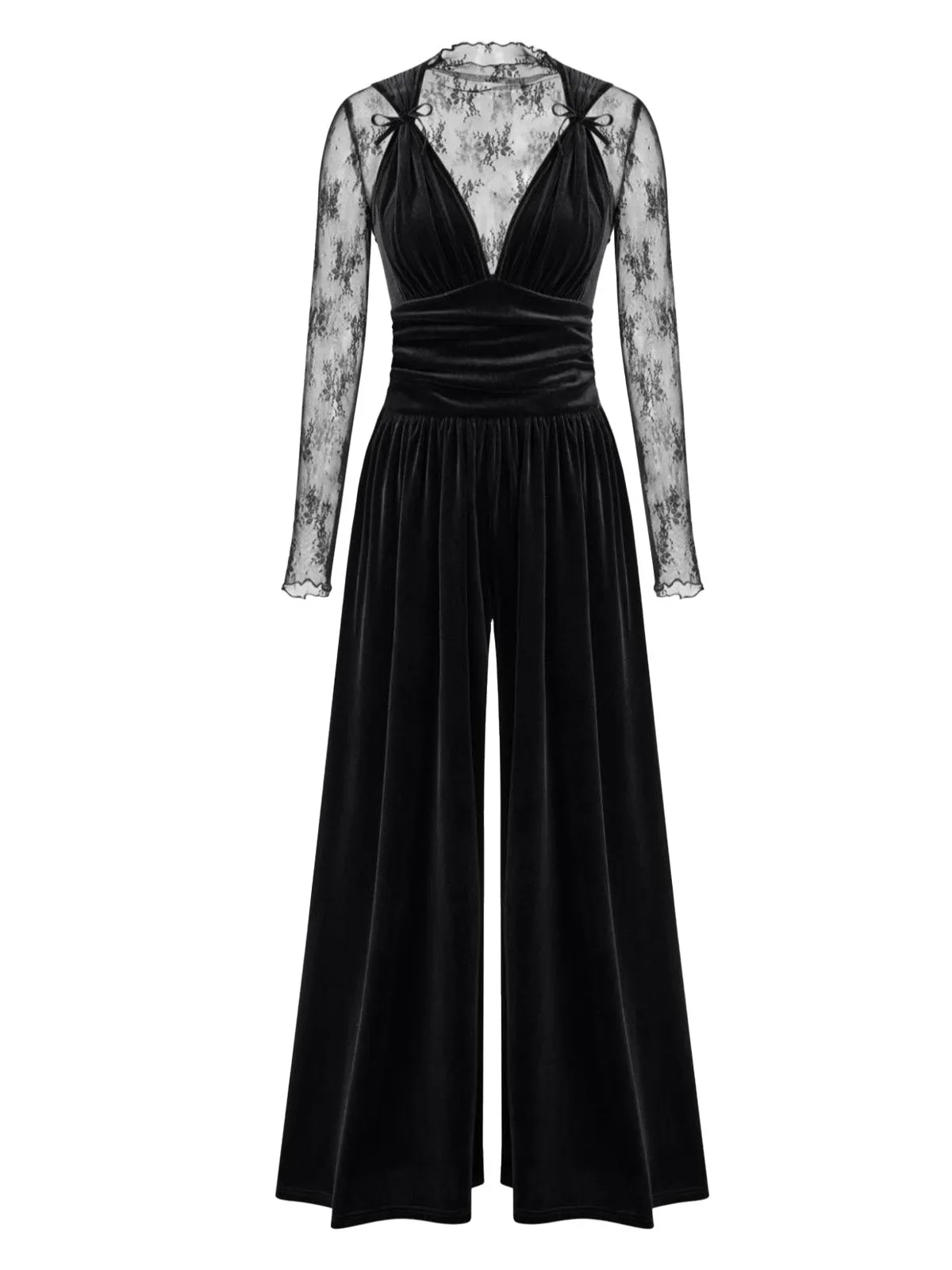 2PCS Black 1950s Mesh Top & Velvet Jumpsuit sold by Retro Stage