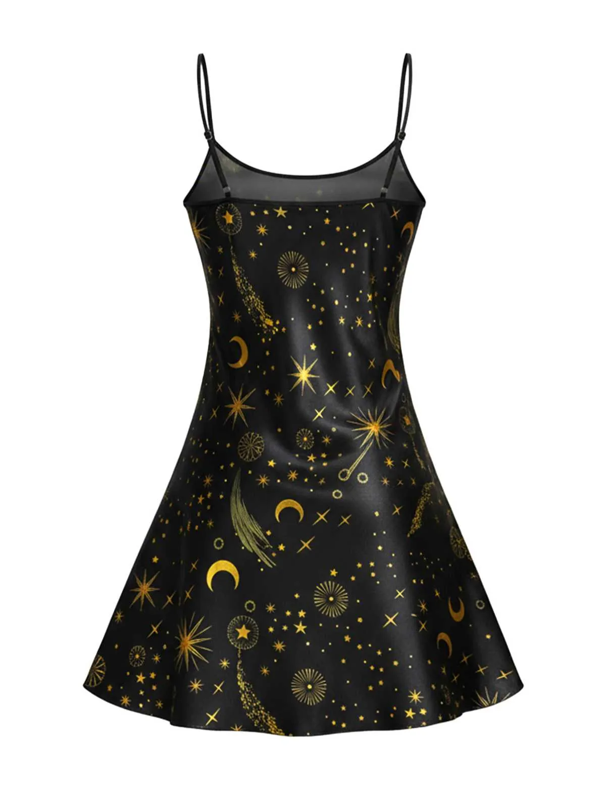 Black 1970s Spaghetti Strap Celestial Print Nightgown sold by Retro Stage product image thumbnail 2