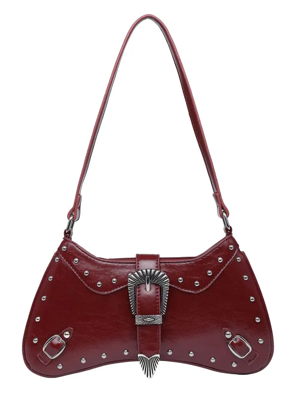 Burgundy Saddle Punk Vintage Bag sold by Retro Stage