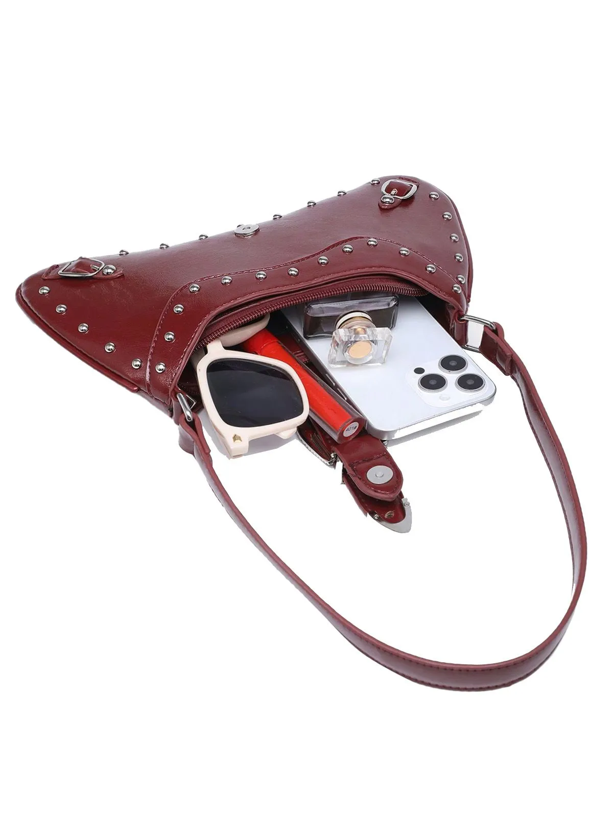 Burgundy Saddle Punk Vintage Bag sold by Retro Stage product image thumbnail 5
