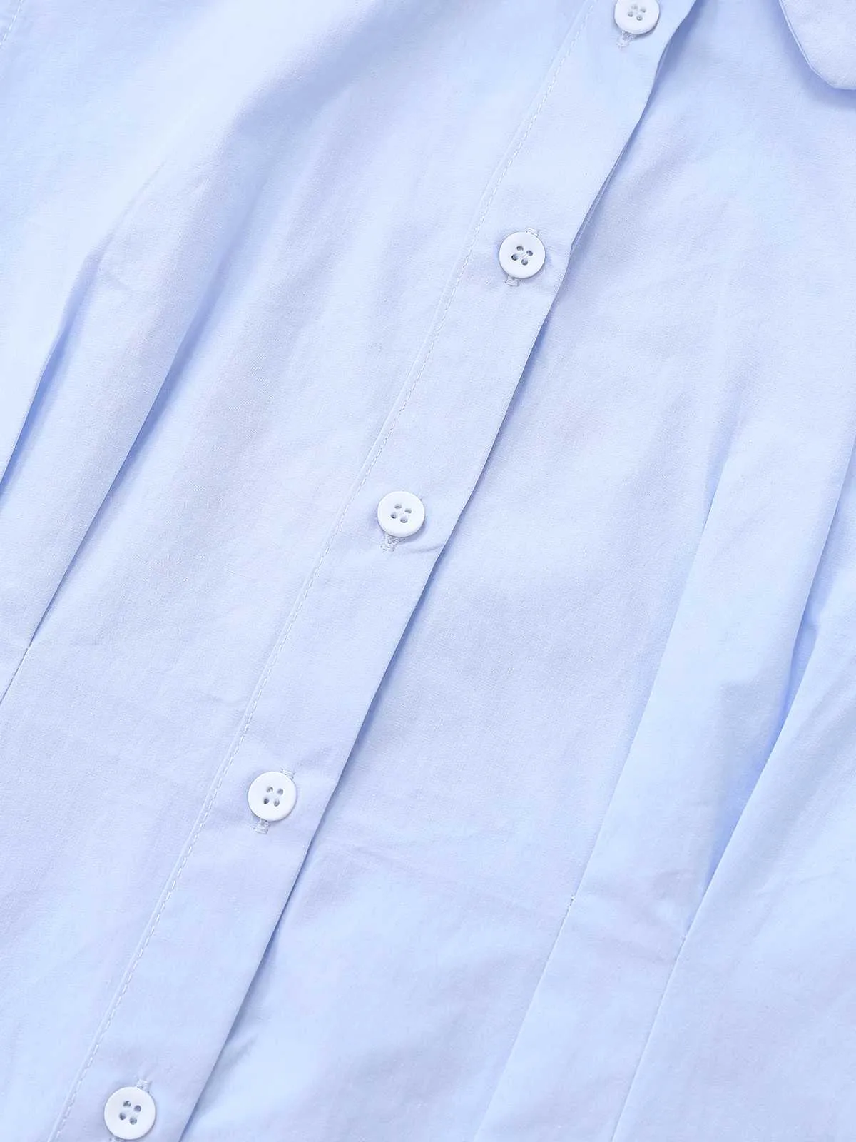 Light Blue 1970s Fitted Solid Blouse sold by Retro Stage product image thumbnail 5
