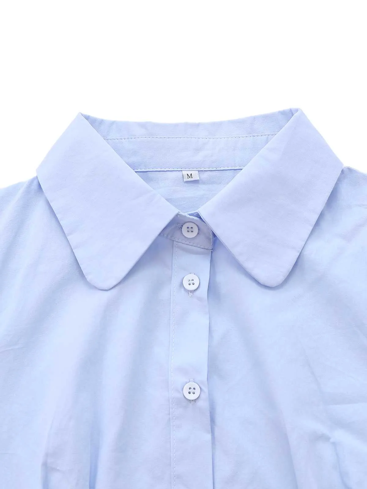 Light Blue 1970s Fitted Solid Blouse sold by Retro Stage product image thumbnail 3
