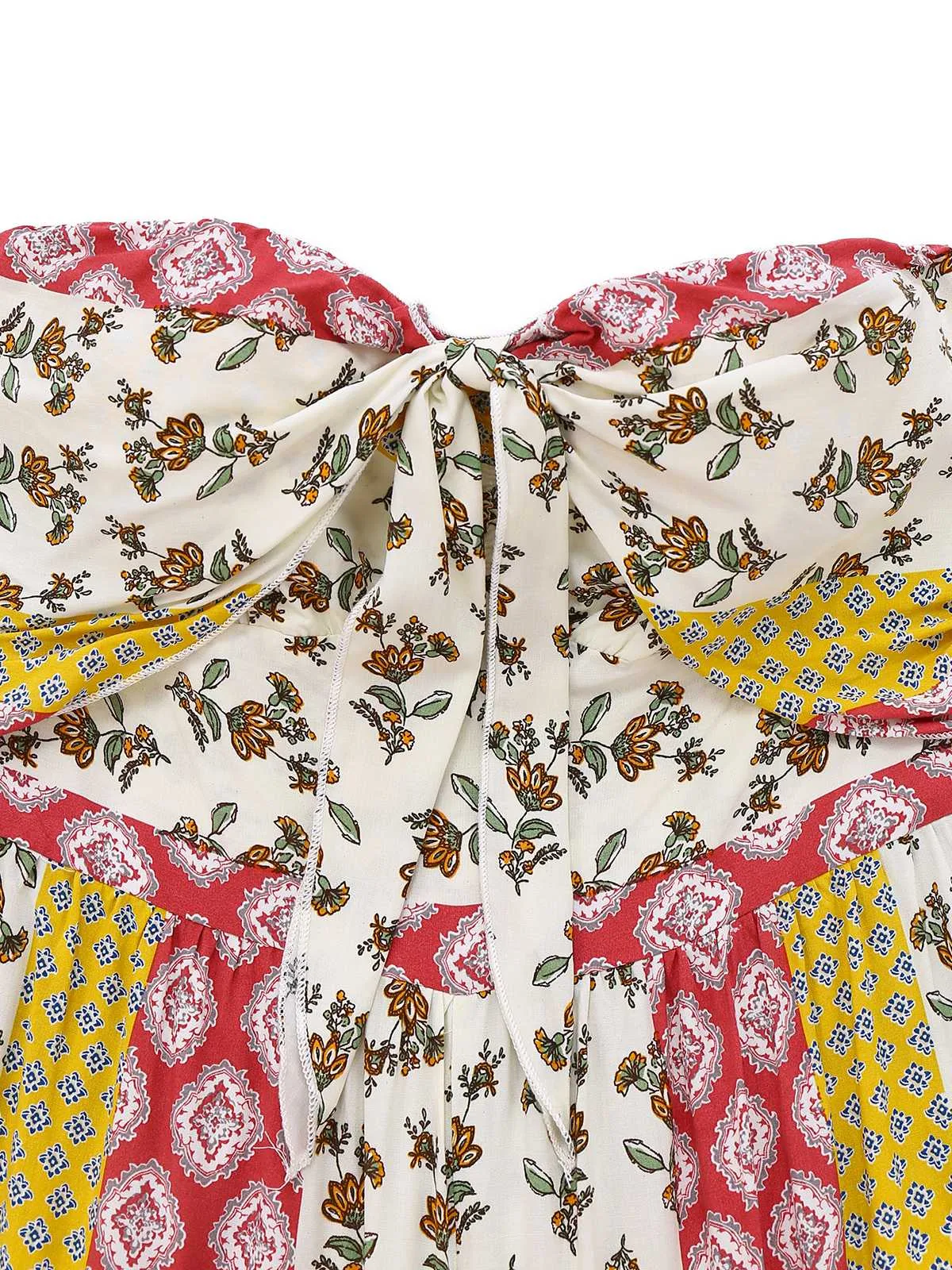 1970s Strapless Floral Geometric Print Boho Jumpsuit sold by Retro Stage product image thumbnail 5