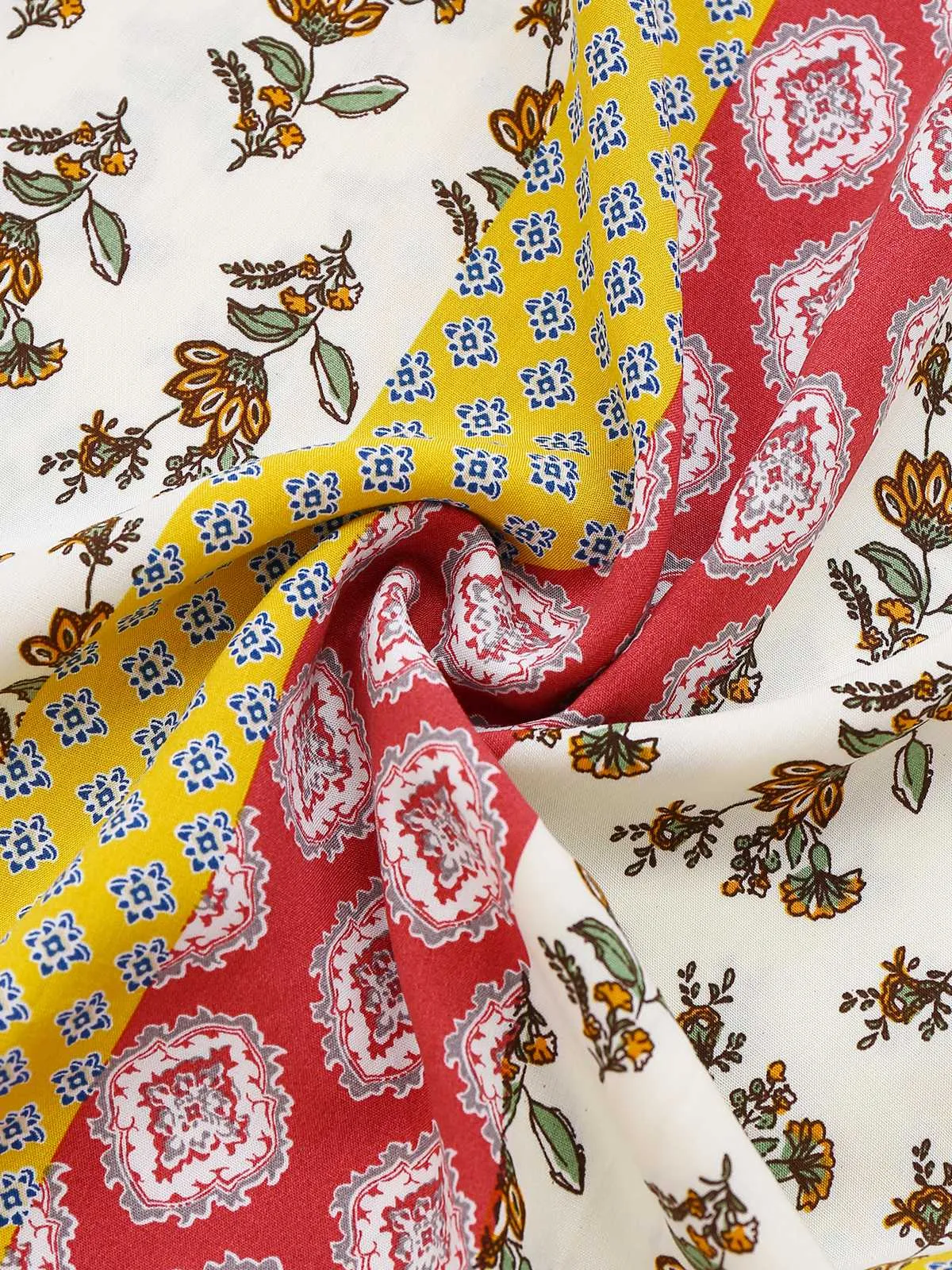 1970s Strapless Floral Geometric Print Boho Jumpsuit sold by Retro Stage product image thumbnail 3