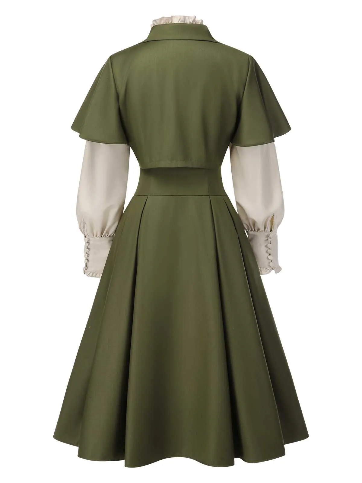 2PCS Green 1950s Victorian Bow Tie Dress & Cropped Cape sold by Retro Stage product image thumbnail 4