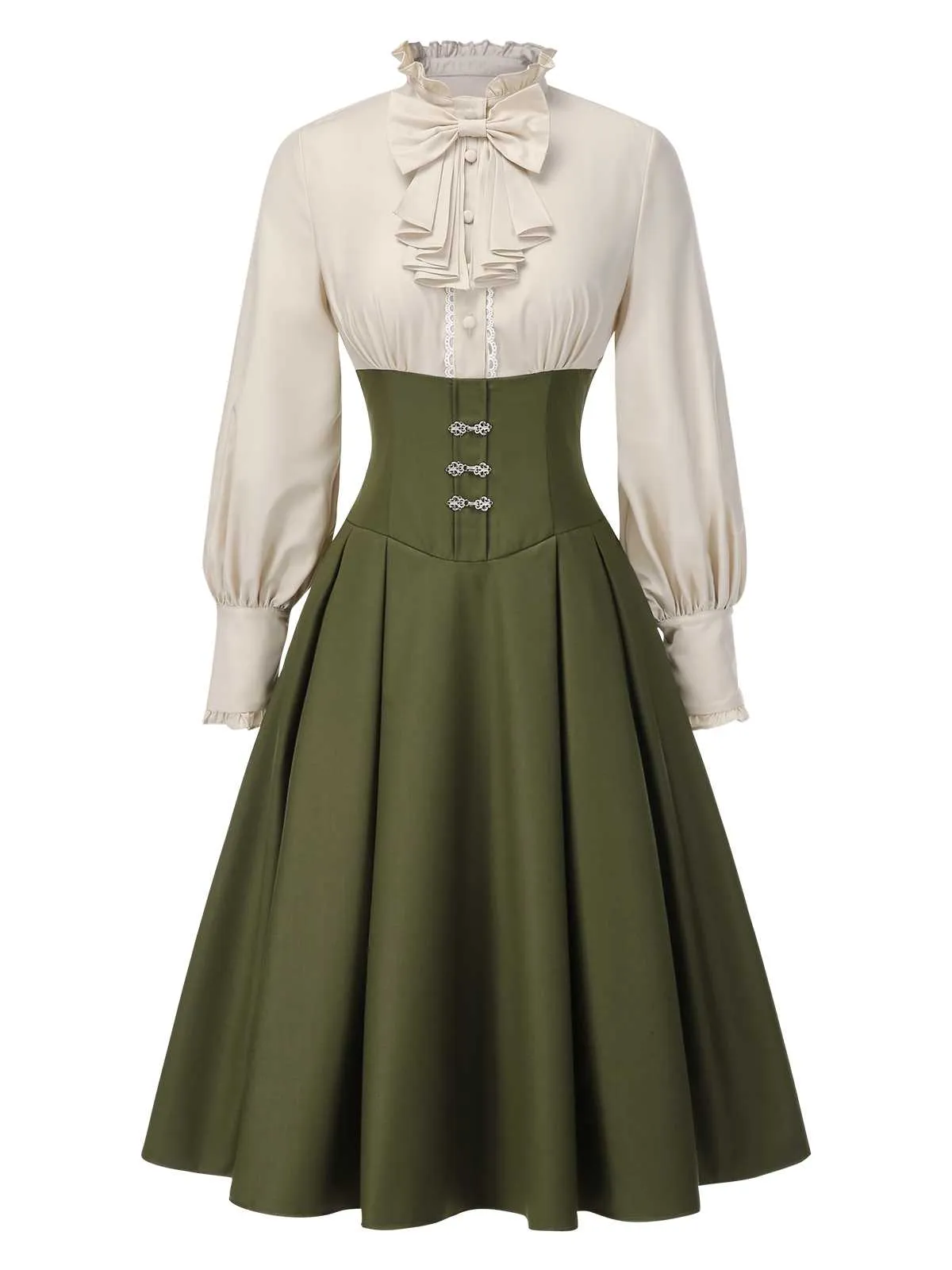 2PCS Green 1950s Victorian Bow Tie Dress & Cropped Cape sold by Retro Stage product image thumbnail 5