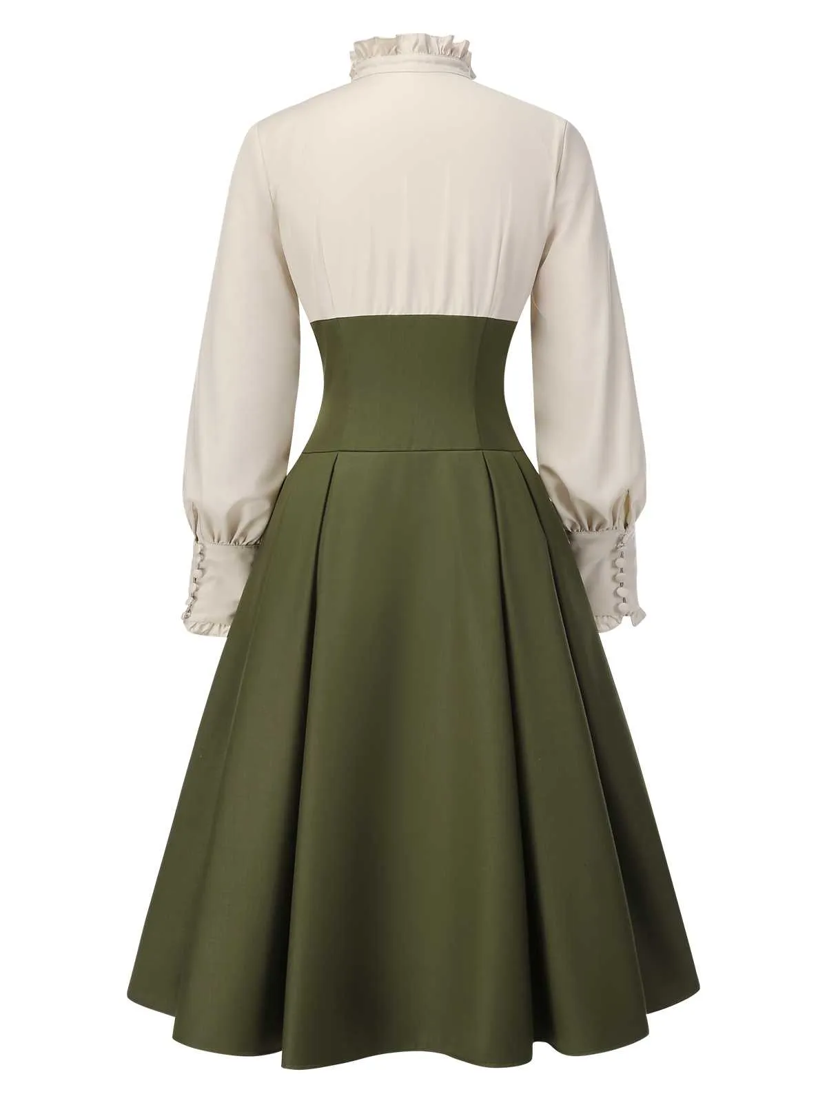 1950s Victorian Bow Tie Ruffled Long Sleeve Dress sold by Retro Stage product image thumbnail 5