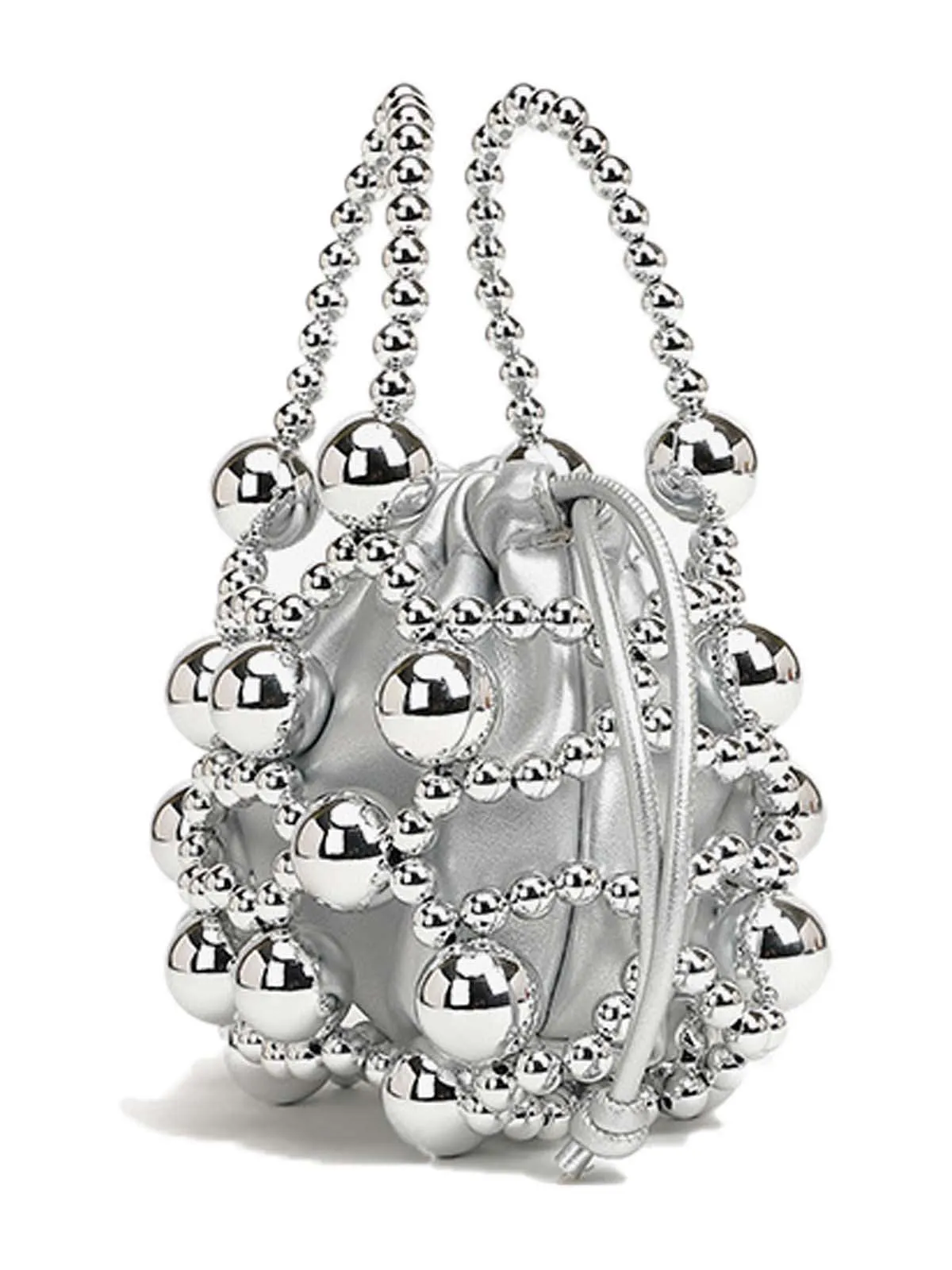 Metallic Beaded Drawstring Mini Bucket Bag sold by Retro Stage product image thumbnail 4