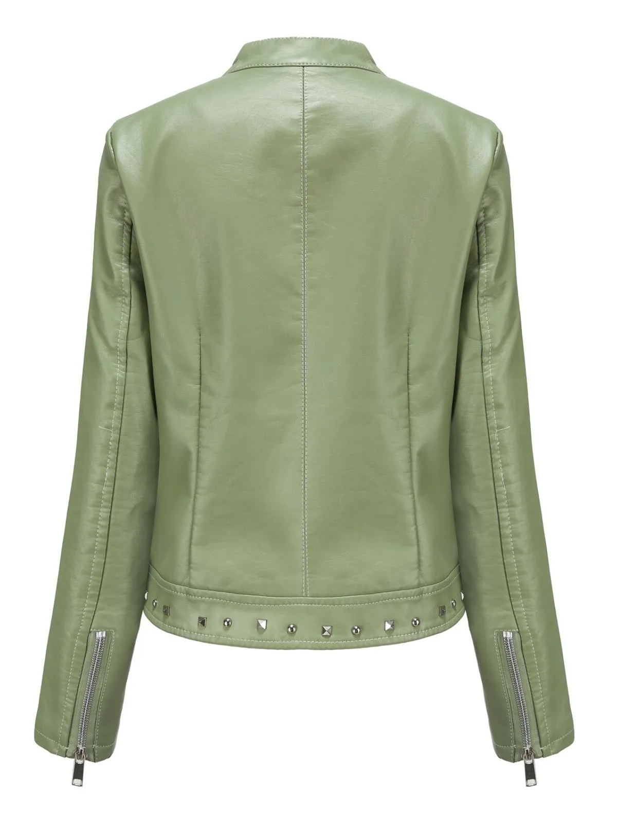 1940s Solid Studded Stand Collar Leather Jacket sold by Retro Stage product image thumbnail 3