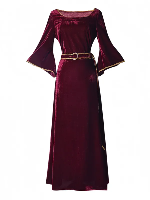 Wine Red 1930s Tangled Mother Gothel Velvet Dress sold by Retro Stage