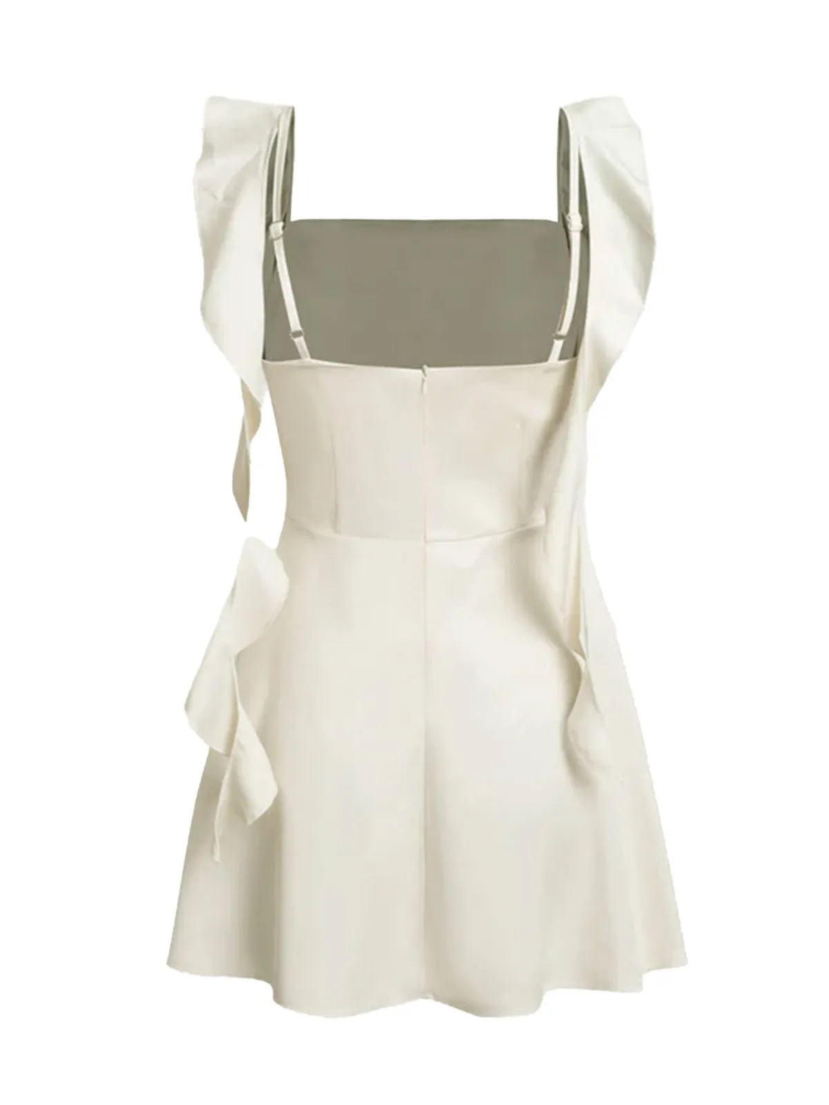 1980s Solid Ruffled Strap Square Neck Dress sold by Retro Stage product image thumbnail 2