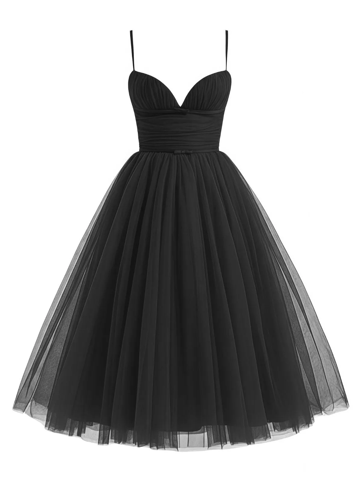 1950s Sweetheart Neck Ruched Mesh Dress sold by Retro Stage product image thumbnail 2