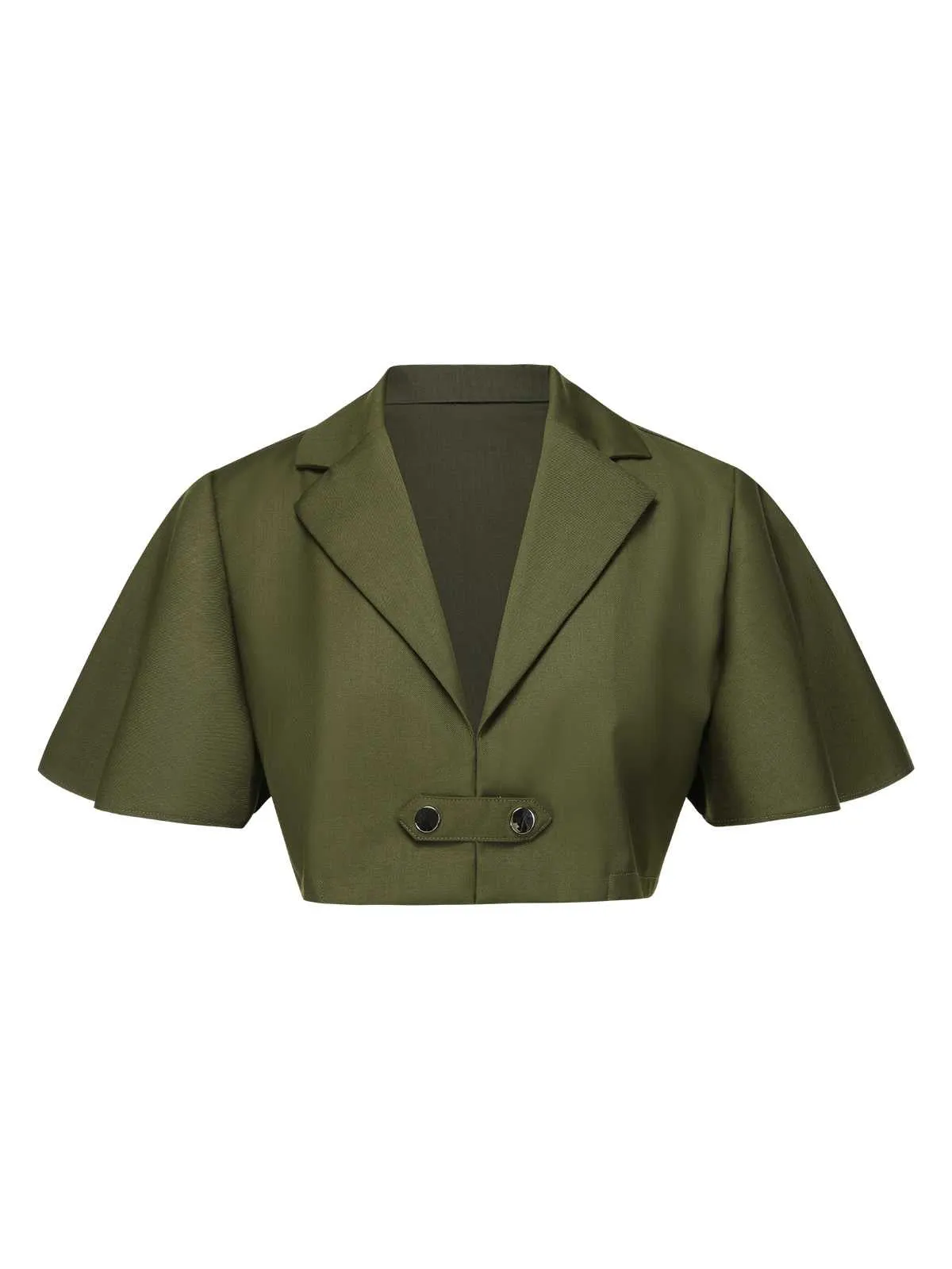 Green 1950s Lapel Solid Cropped Cape sold by Retro Stage product image thumbnail 2