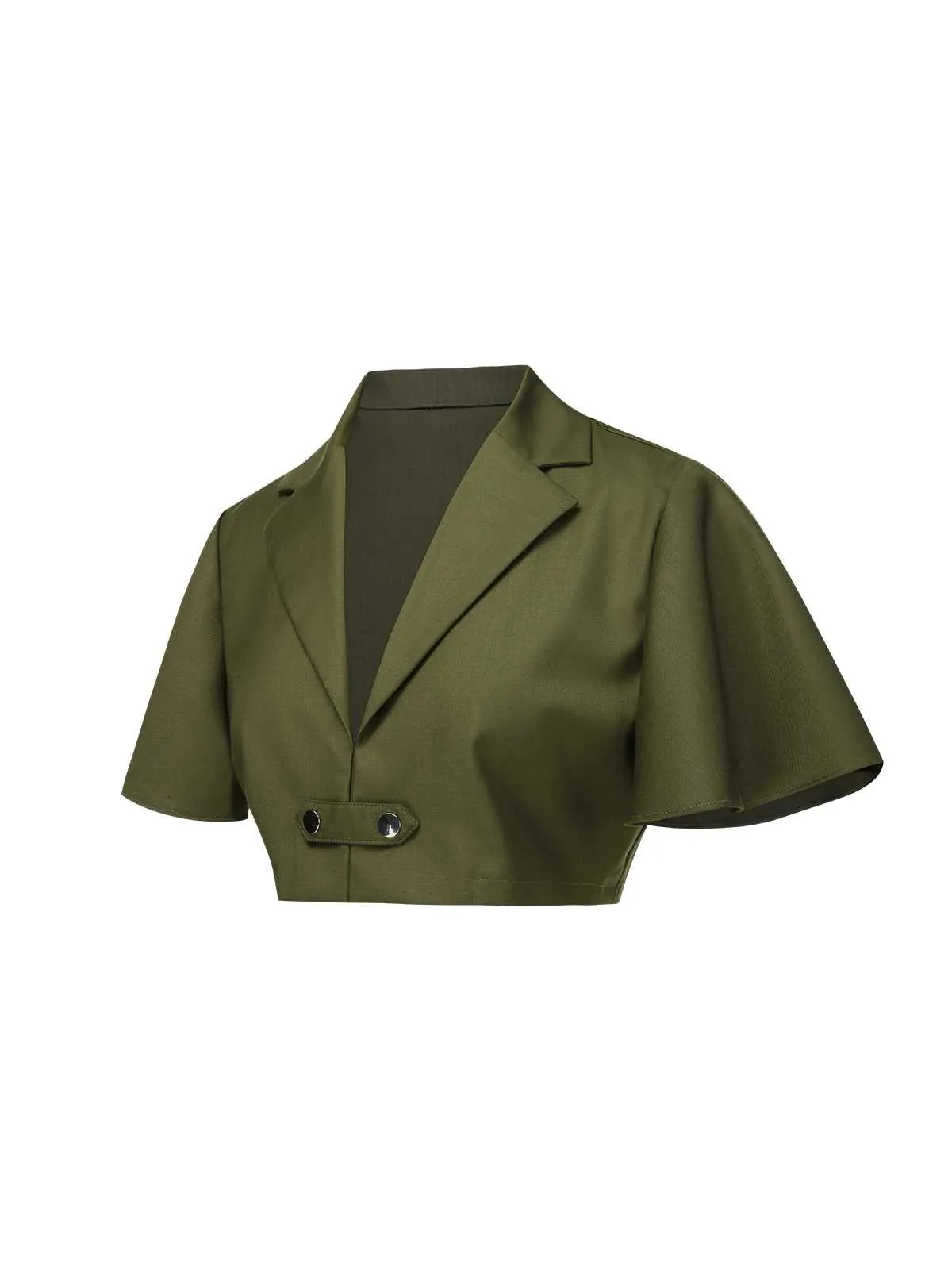 Green 1950s Lapel Solid Cropped Cape sold by Retro Stage product image thumbnail 3
