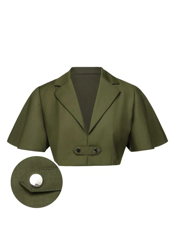 Green 1950s Lapel Solid Cropped Cape sold by Retro Stage