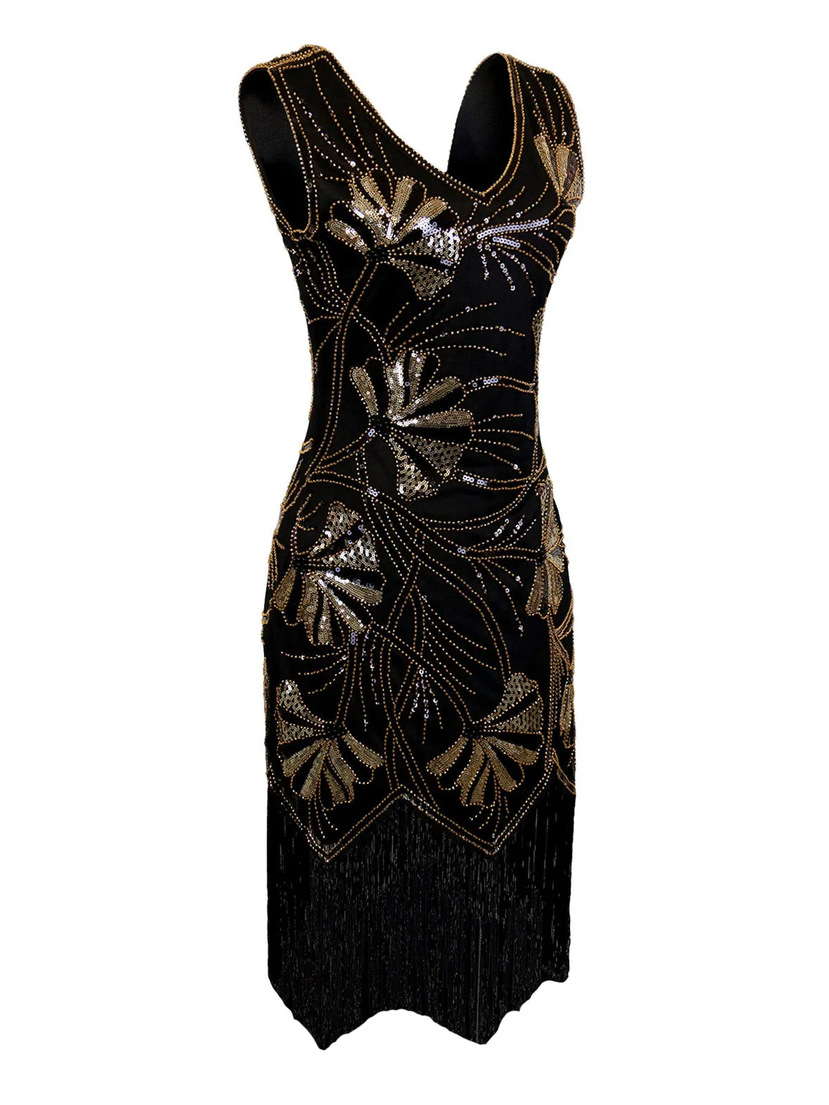 1920s V-Neck Sequined Beading Flapper Dress sold by Retro Stage product image thumbnail 2