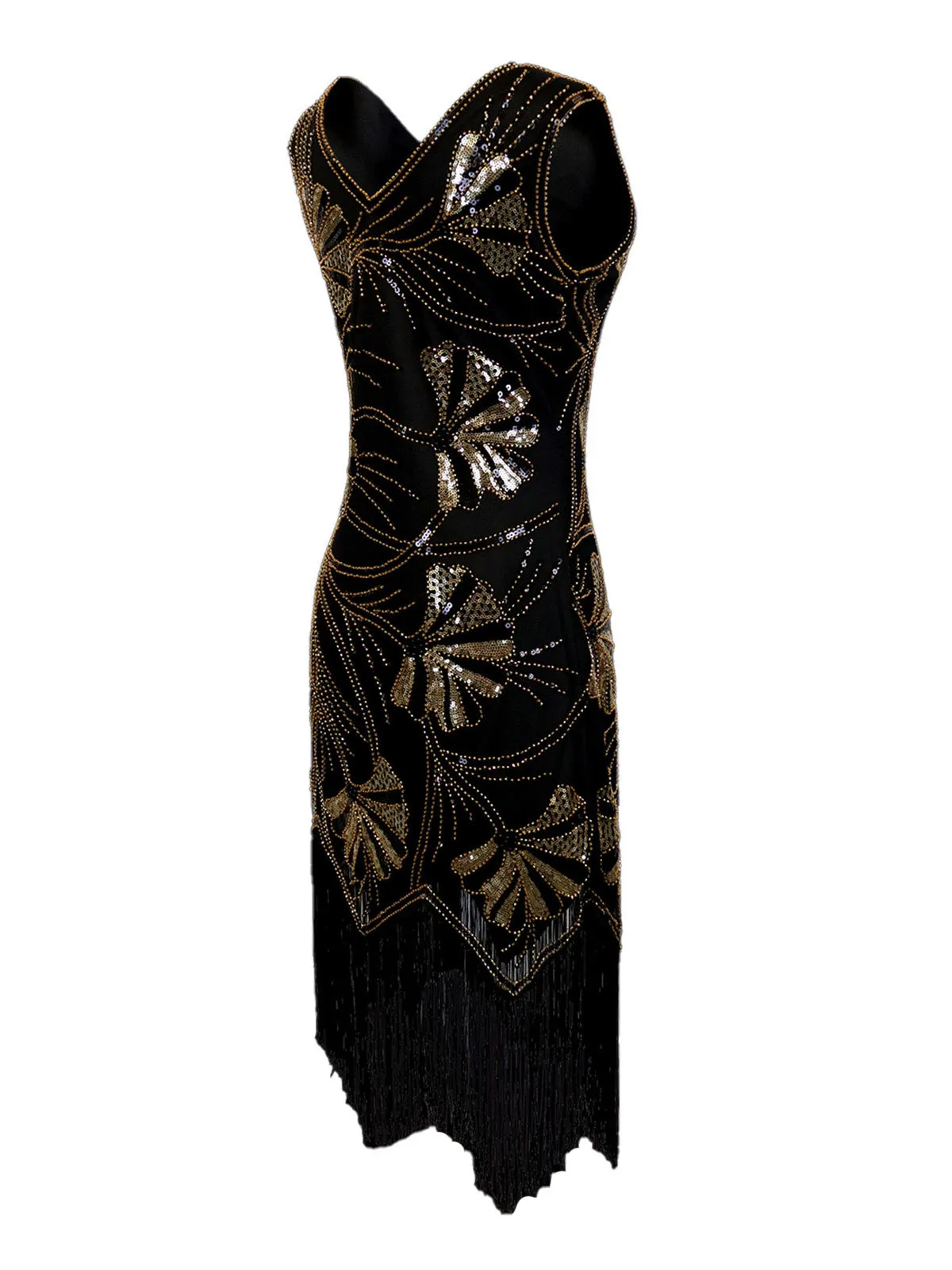 1920s V-Neck Sequined Beading Flapper Dress sold by Retro Stage product image thumbnail 3