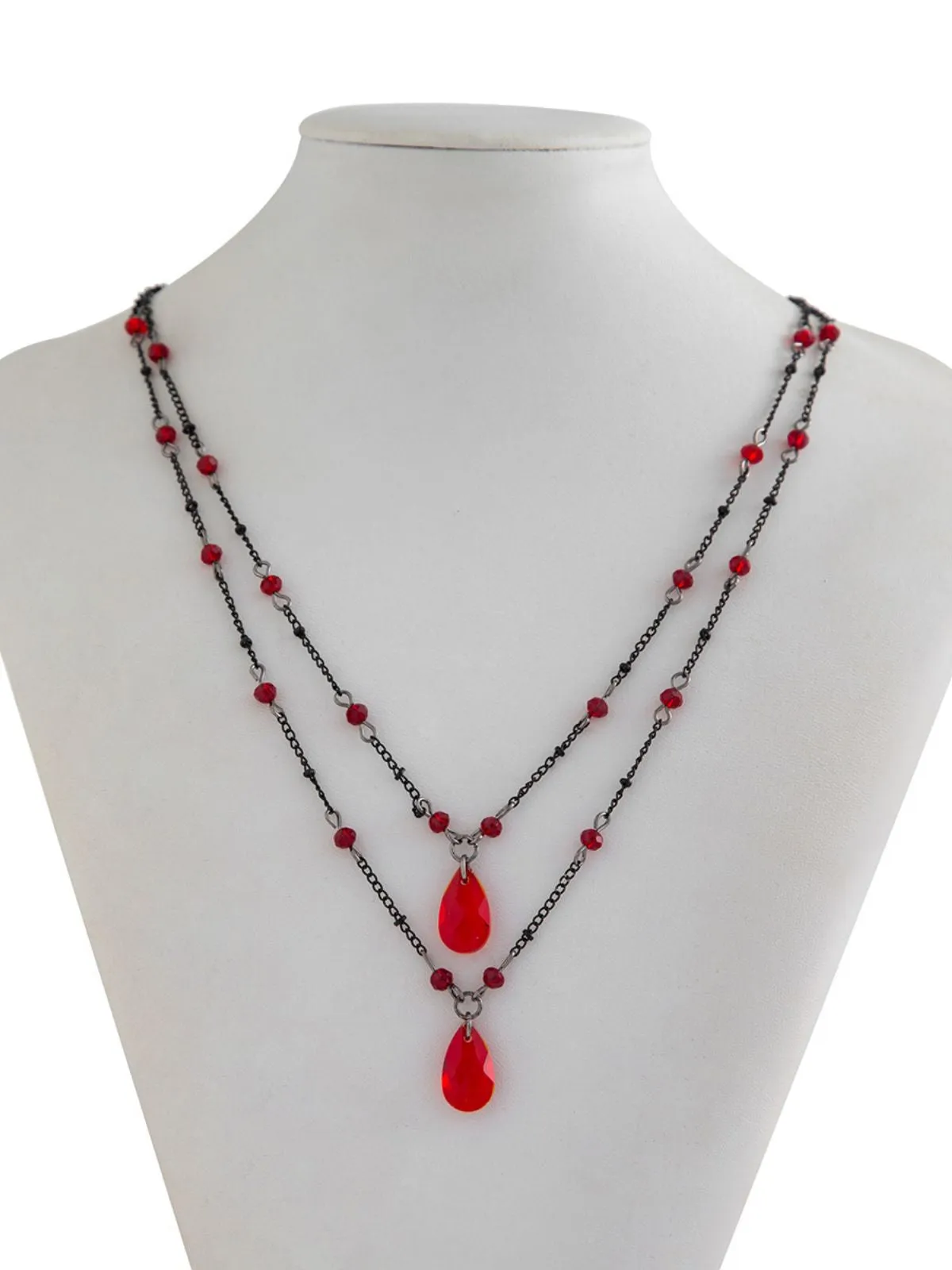 Gothic Double Layer Red Crystal Necklace sold by Retro Stage product image thumbnail 5