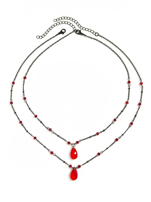 Gothic Double Layer Red Crystal Necklace sold by Retro Stage
