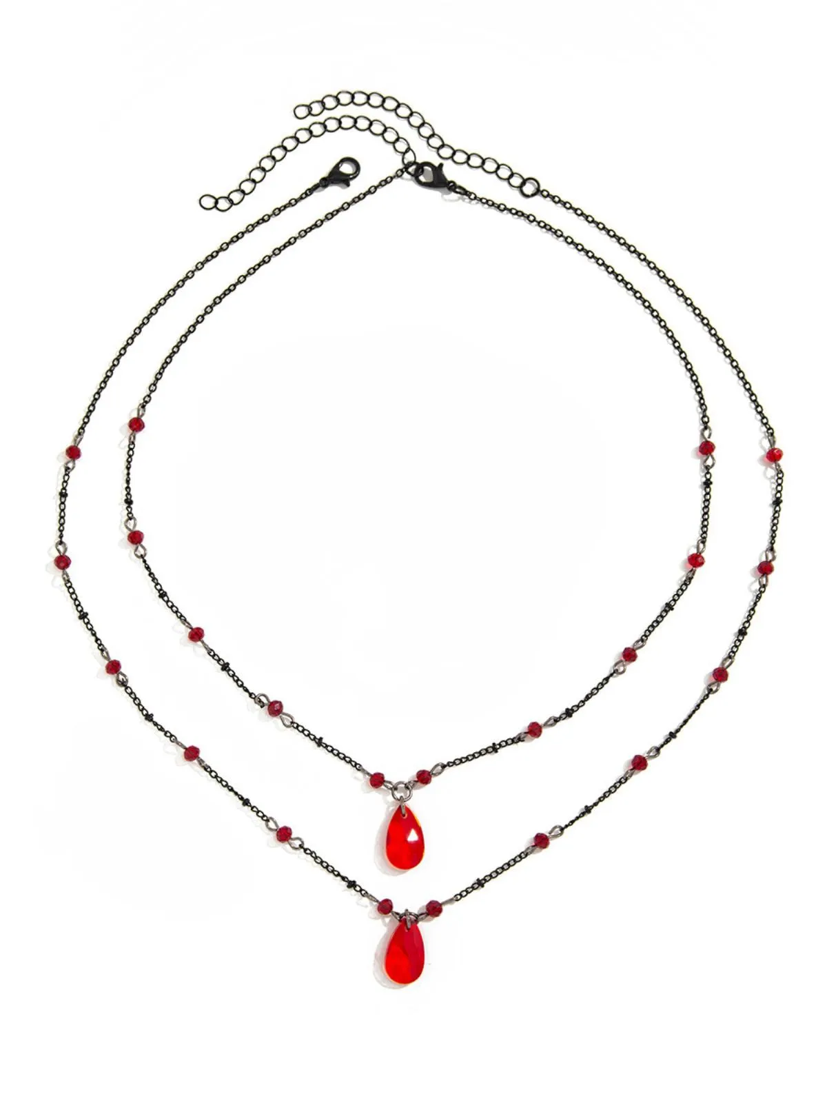 Gothic Double Layer Red Crystal Necklace sold by Retro Stage