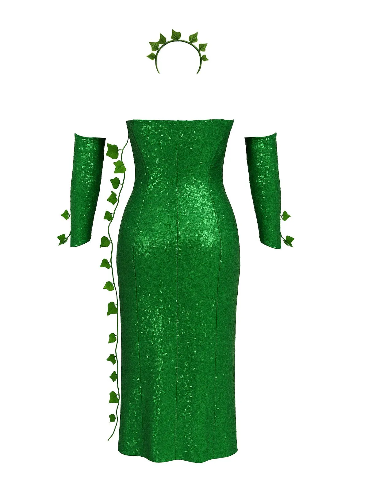 Green 1970s Multi-Leaf Headband & Sequin Dress Set sold by Retro Stage product image thumbnail 2