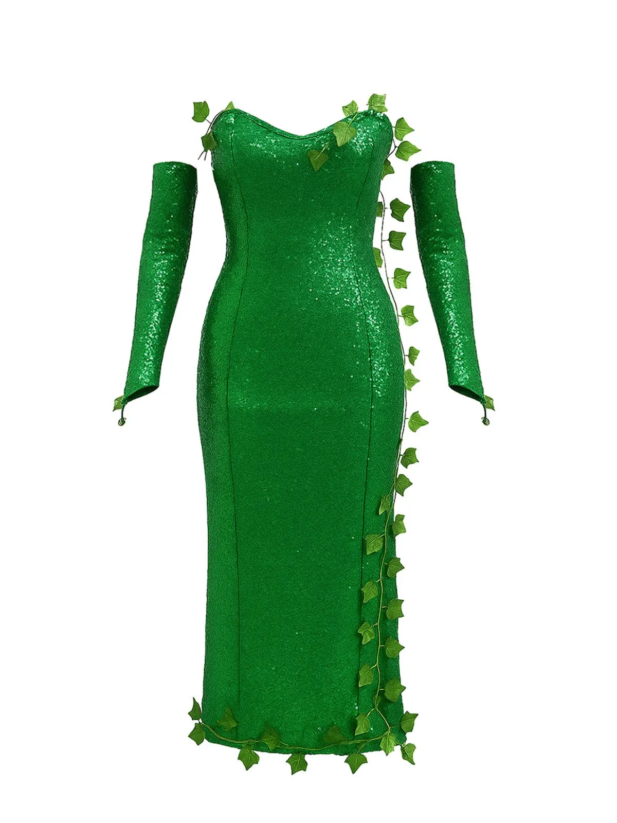 Green 1970s Multi-Leaf Headband & Sequin Dress Set sold by Retro Stage product image thumbnail 3