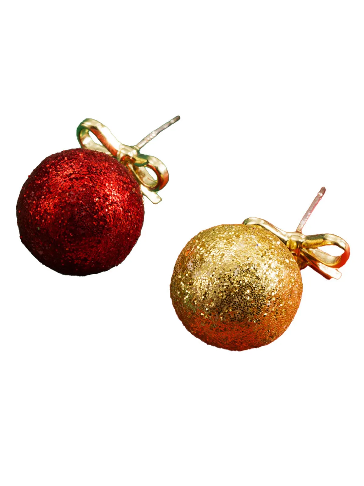 Christmas Ball Bow Sequined Stud Earrings sold by Retro Stage product image thumbnail 2