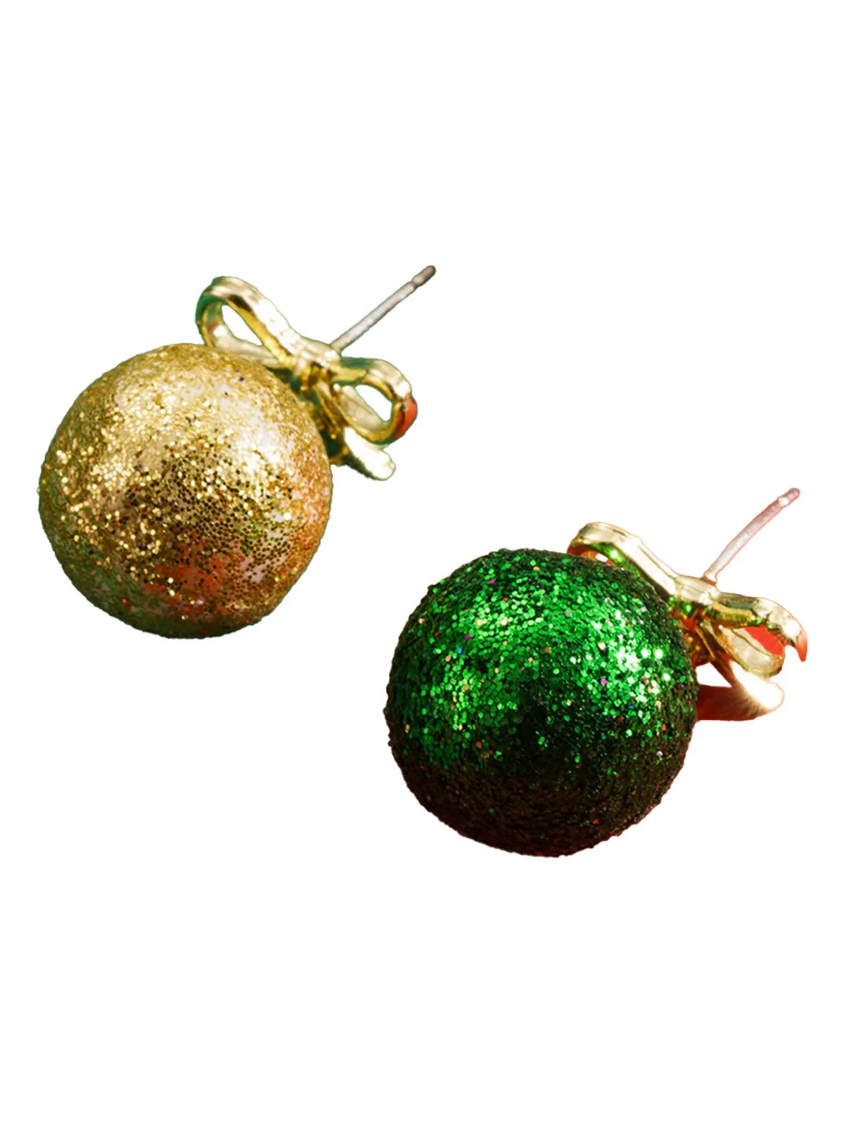 Christmas Ball Bow Sequined Stud Earrings sold by Retro Stage product image thumbnail 3