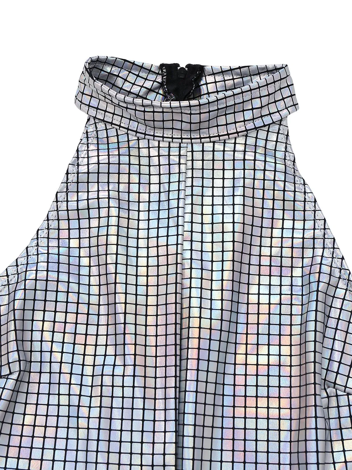 Silver 1970s Disco Sleeveless Metallic Jumpsuit sold by Retro Stage product image thumbnail 4