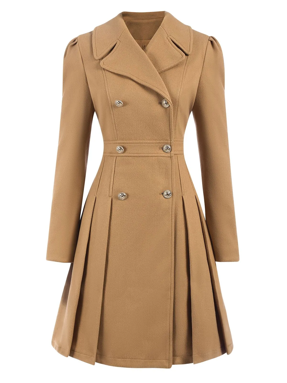1940s Lapel Double-Breasted Pocket A-Line Coat sold by Retro Stage product image thumbnail 2