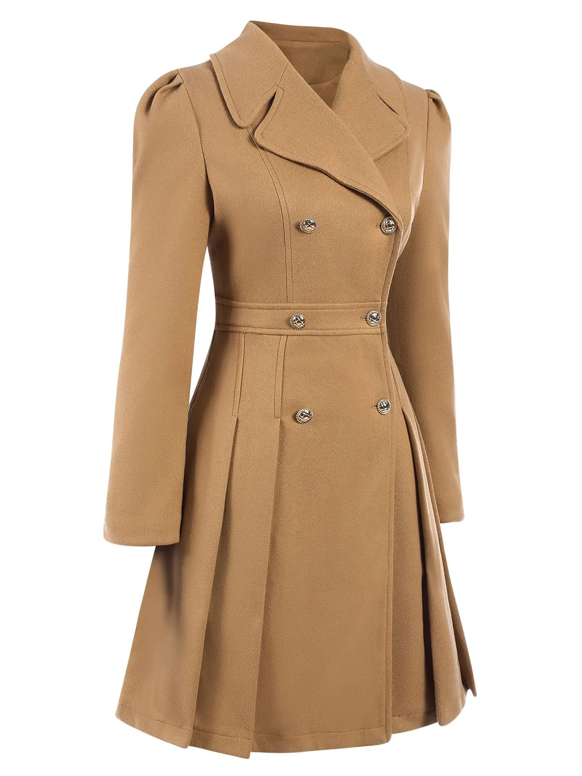 1940s Lapel Double-Breasted Pocket A-Line Coat sold by Retro Stage product image thumbnail 3