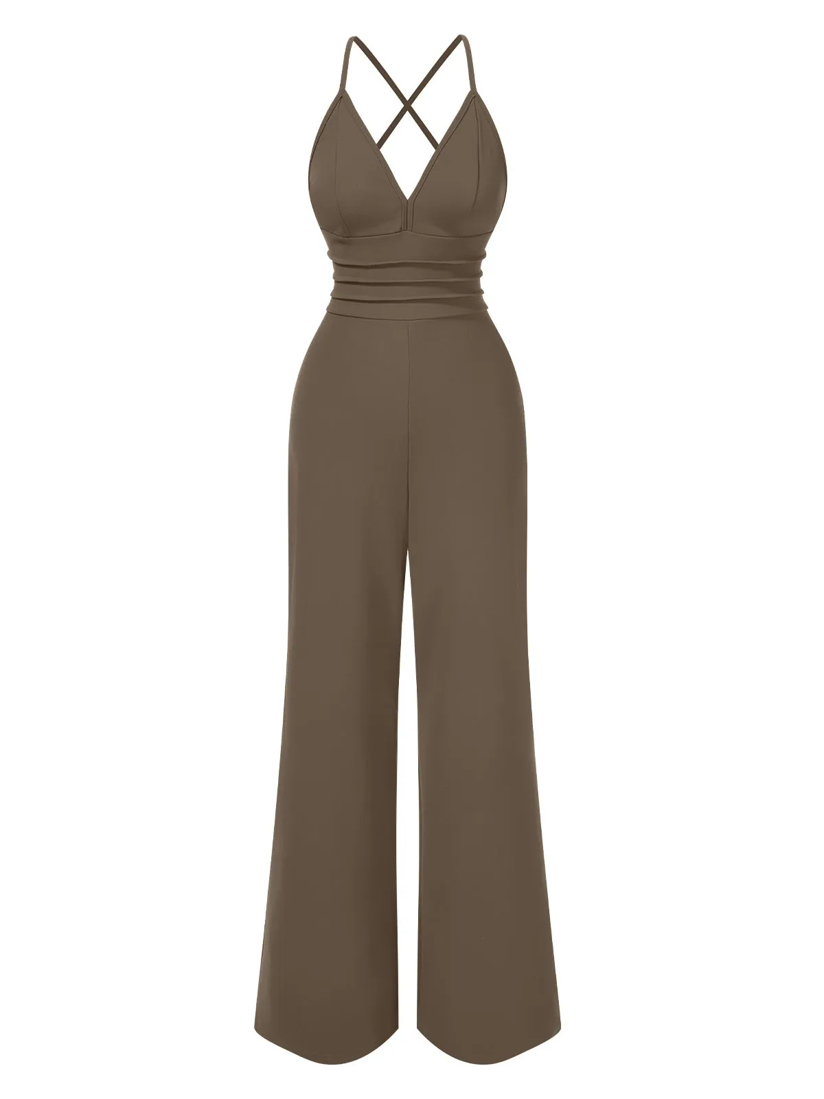 1970s Solid V-Neck Back Cross Straps Jumpsuit sold by Retro Stage product image thumbnail 4