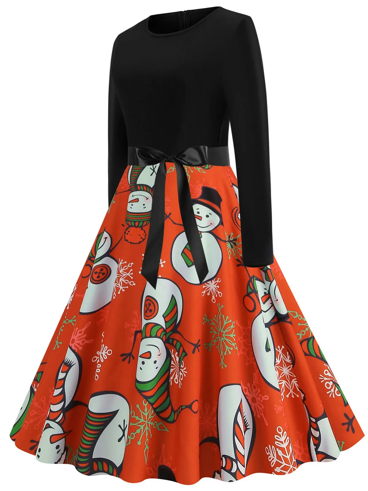 1950s Christmas Crew Neck Patchwork Swing Dress sold by Retro Stage product image thumbnail 3