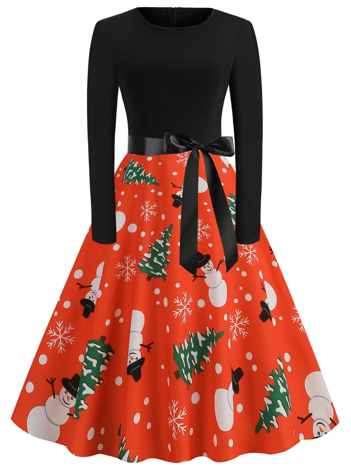 1950s Christmas Crew Neck Patchwork Swing Dress sold by Retro Stage product image thumbnail 5