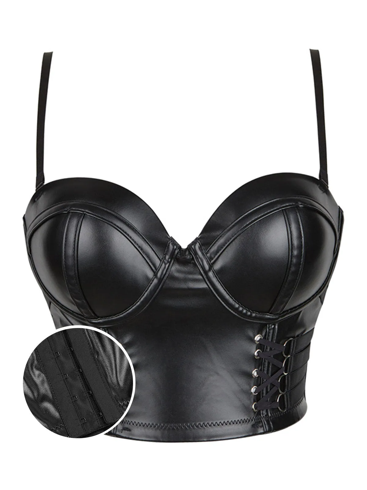 Black Steampunk Leather Gothic Strap Corset sold by Retro Stage